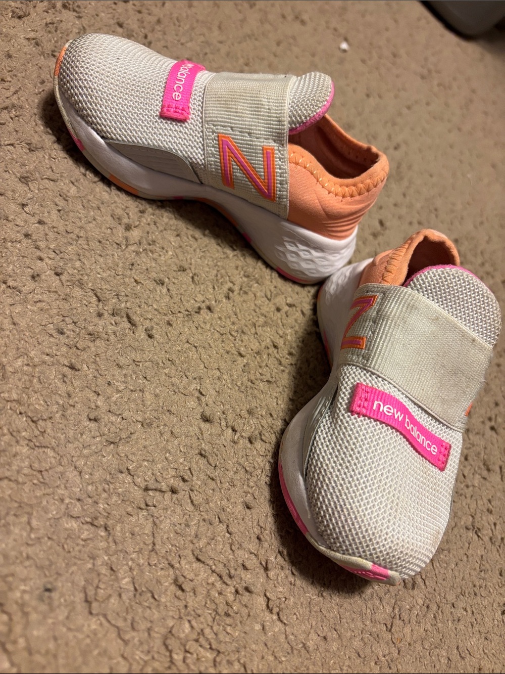 New Balance Kids Slip-On Sneakers in Cream, Peach & Pink